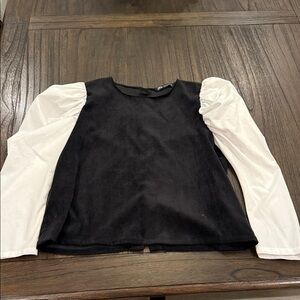Zara Black Bodice with White Puff Sleeve Blouse